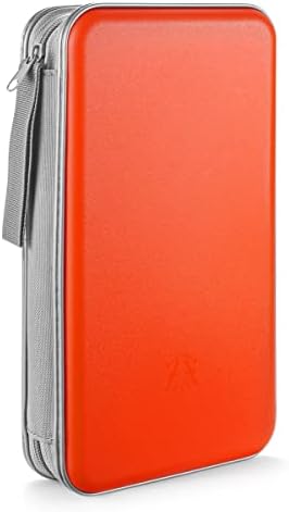 LIOVODE DVD Case, 96 Capacity Portable CD Case Holder Storage Hard Plastic DVD Media Wallet Holder Organizer for Car (Orange)
