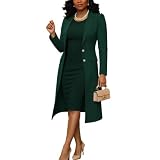 Women&rsquo;s 2 Piece Blazer Dress Set Long Jacket Sleeveless Dress Business Casual Work...