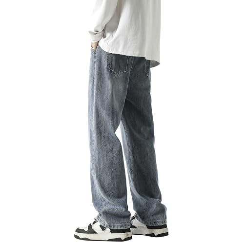 PRIJOUHE Mens Wide Leg Jeans Elastic Waist Baggy Jeans Casual Drawstring Denim Pants Trousers2