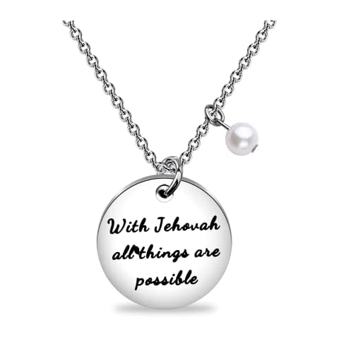 KUIYAI Jehovah Witness Gift With Jehovah All Things Are Possible Necklace JW Baptism Gift for Her (with jehovah ne UK) Cover