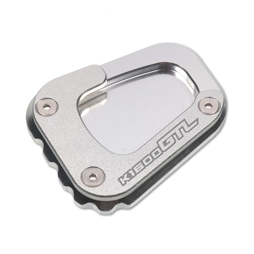 Für BMW K1600GT K1600GTL K 1600 GT GTL Motorrad CNC Kickstand Fuß Seitenständer Verlängerungspolster Stützplatte Vergrößern Ständer(Silver-K1600GTL)