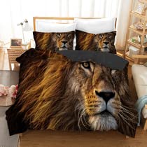 Housse de couette 220x240 lion jaune pour une décoration de chambre d'adulte moderne