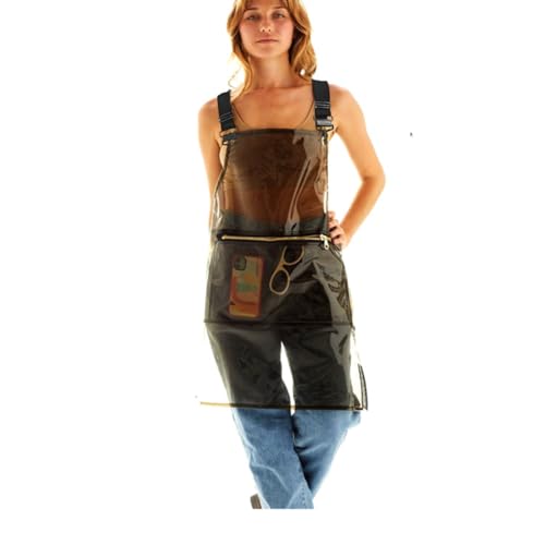 CHAILIQIANGG Grembiule trasparente impermeabile in TPU con tasche, da donna, uomo, grembiule da lavoro, parrucchiere con cinghia, grembiule da cucina a prova di olio e facile da pulire grembiule