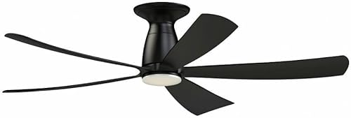 Fanimation Ventiladores FPD5534BL-LK-F Kute - Ventilador de techo empotrado de 5 aspas con kit de luz, 15.94 pulgadas de alto y 52 pulgadas de