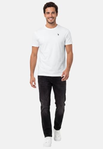 U.S. POLO ASSN. męska koszulka T-shirt (rozmiar S-3XL) Basic z okrągłym dekoltem z bawełny z krótkim rękawem P012, biało-granatowy, M
