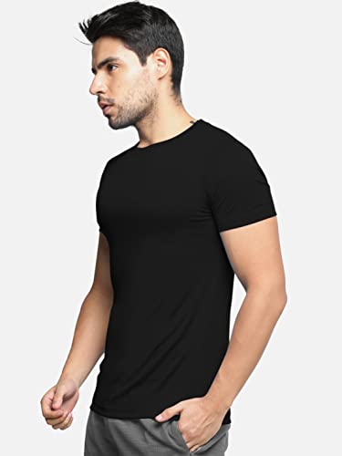 Image of BULLMER Solid Cotton Blended Half Sleeve Round Neck Tshirt for Men