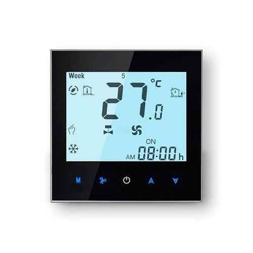 MelkiSmart Wi-Fi Termostato - Serie 1000 Termostato con Pantalla Táctil Programable para Calefacción o Aire Acondicionado - Control Remoto Desde Teléfono Móvil Compatible con Alexa,Google Home,Apple
