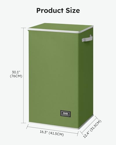 SOLEDI Laundry Hamper with Lid 100L Large & Tall Collapsible Laundry Basket, Clothes Hamper with Bag Removable Easy to Carry, Dirty Hampers for Bedroom, Bathroom, Dorm, College, Dark Green