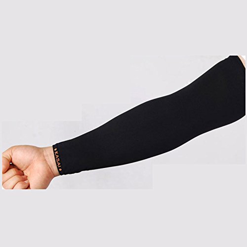 Kasai Uv Protection Sports Driving Golf Bycle Basketball Cooling Arm Sleeves Cooling Cool Cover Sun Uv 99.9% 1pair (Black)