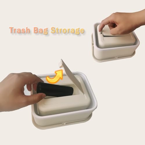Image of Collapsible Trash Can with Lid for Car, 1.6 Gallon Waterproof, Multipurpose Trash Bin for Car, Camping, Home, Office, Includes 75 Trash Bags