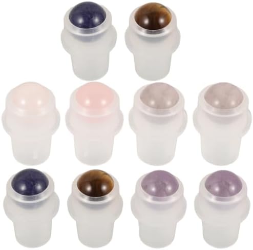 MILISTEN 10PCS Gemstone Roller Balls for Essential Oil Bottles, Mixed Colors Rollerball Fitments, Replacement Roll On Balls for 5ml 10ml Glass Perfume Bottles