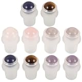 Milisten 10er-Pack Edelstein Rollaufsätze für Ätherische Öle and Parfüm, Natürliche Kristall Rollerball Ersatz für 5ml und 10ml Roll-On Flaschen, 9mm Rollerkugeln, Aromatherapie Zubehör