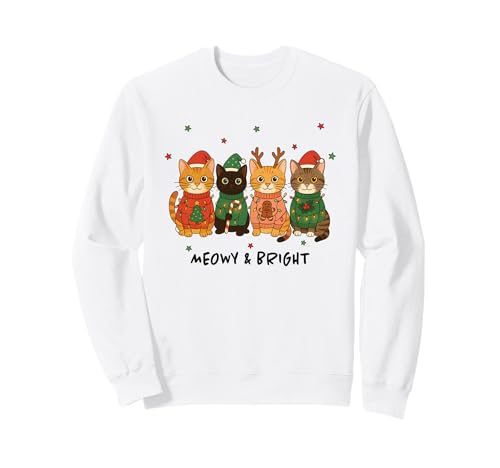 Bonito suéter Feo navideño con diseño de Gatos de Navidad Sudadera