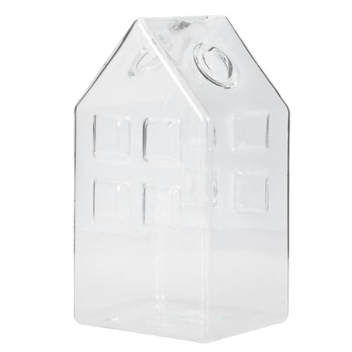 NUOBESTY Jarrón de Cristal Forma de Casa, Florero Decorativo Transparente para Hidroponía, Arreglo Floral para Escritorio y Decoración del Hogar, 1 Pieza, Adecuado para Plantas