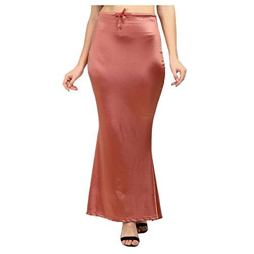 KNETLI Rose Gold Polyester Lycra Saree Shapewear Petticoat for Women, Shapers for Women's Sarees Fish Cut Shapewear (Rose_Gold_M)