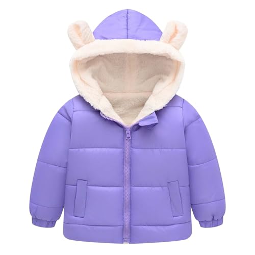 sfdgfhyf Girls and Toddler's Winter Coat Sherp𝐚 Lined Puffer Jacket with Bear Ear Hood Kids Quilted