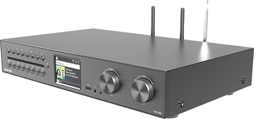 TELESTAR TOP 550 – HiFi-System mit Verstärker & CD-Player (43 cm Breite, 2 × 30 W, Internetradio/DAB+, Bluetooth Audio-Streaming & Sendefunktion, Hotelmodus, USB-Aufnahme, Streamingdienste) – Schwarz