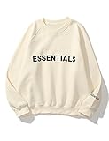 Lauweion Women Essentials Letter Print Graphic Fleece Oversized Sweatshirt Crewneck Long Sleeve...