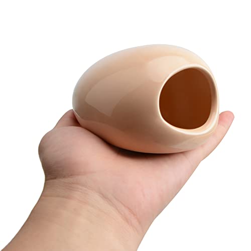 Uotyle Aquarium Ornament Ceramic Cave Fish Tank Decoration Cute Ceramic Hideout Non-Toxic Glaze Aquarium Decoration Accessories For Fish Shrimp to Breed/Hide (Orange) - Image 5