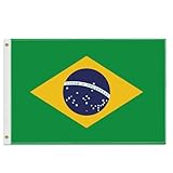 Wnzig 30×45 CM Brasilien Flagge, 1×1.5 FT Klein 150D brasilianisch banner,Strapazierfähige Doube-Seitendruck Dekor Messingösen Tiny Brazil