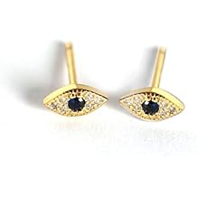 925 Sterling Silver Cute Tiny Small Evil Eye Blue Crystal CZ Cartilage Studs Earring Ear Piercing tragus Studs for Women Great Gift
