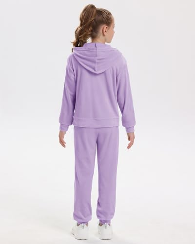 Stelle Girls Velour Tracksuits 2 Piece Sweatsuit Outfit Zip Up Hoodie and Jogger Sweatpants Athletic Clothing Sets3