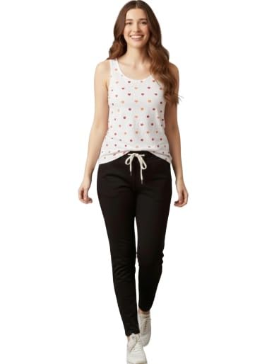 Image of DIAZ Women's Tank Top and Lower Set for Women | Stylish Cotton Co-Ord Set | Sleeveless Top & Jogger Lower for Women |Comfortable Stretchable Fabric 2-Piece Combo Set|women co ord set
