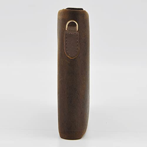 Le'aokuu Mens Genuine Crazy Horse Leather Cowhide Bifold Card Case Purse Wallet Snap Button3