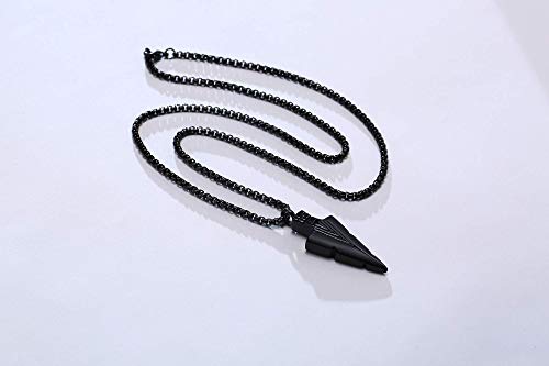 Hisatan Mens Cremation Urn Necklace For Ashes,Stainless Steel Tribal Spearpoint Arrowhead Memorial Pendant,Bereavement Keepsakes Gifts,Black #TOP5