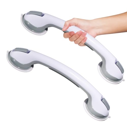 2Pc 16 Inch Grab Bars for Bathtubs and Showers Safety,No Drill Shower Grab Bar with Strong Suction Cups.Portable Bathtub Handle for Seniors
