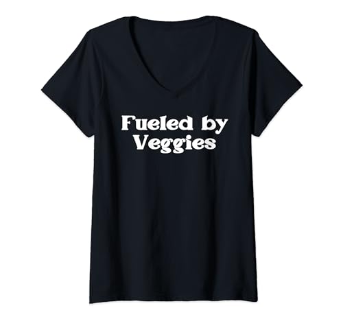 Femme Funny Fueled by Veggies Vegetarian Vegan Veggie Lover T-Shirt avec Col en V