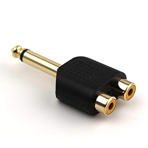 Adaptador 2 RCA Hembra a 1/4" Macho chapado en oro miniatura 5