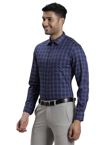 Image of Turtle Men 100% Cotton Slim Fit Blue Formal Shirt
