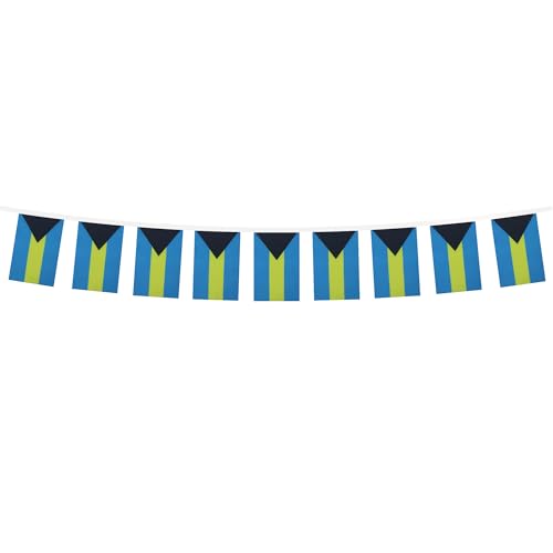 Image of AZ FLAG Bahamas 6 meters BUNTING Flag 20 flags 9'' x 6'' - Bahamian STRING flags 15 x 21 cm
