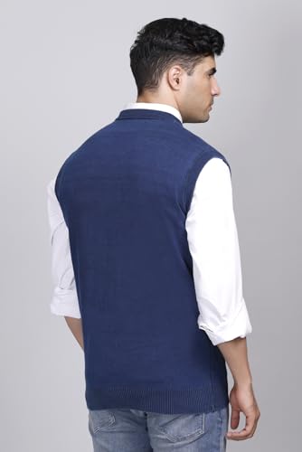 Image of V Neck Cotton Half Sweater for Man Winter Wear - Pullover Sweater for Men