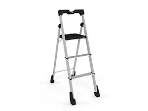 TNT The Next Trend Leda Premium 3-Steps Foldable Aluminium Step Ladder for Home with Advanced Tool Tray | Wide Platform, Big Anti-Skid Boots