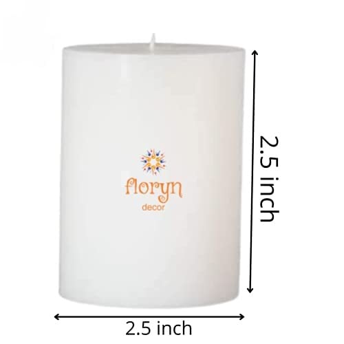 Image of Floryn Decor Wax White Pillar Candles Combo Set of 2 Smokeless Odourless Dripless Long Burning Candle (2.5 by 2.5 inches)
