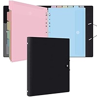 Uquelic Presentation Ring Binder, A4 Display Folder With 80 Punched Pockets And 6 Macaron Color PP Divider Pages, Folder File Plastic Sleeves For Documents, Certificates, Transparent Cover
