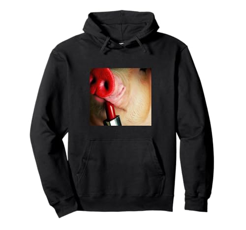 Lápiz labial en un cerdo Sudadera con Capucha
