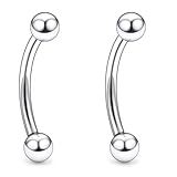 Ruifan 20g 18g 16g 14g Rook Piercing Jewelry Titanium Externally Threaded Curved Barbell Eyebrow Tragus Helix Conch Lobe Labret Earrings Lip Rings Body Piercing Jewelry For Women Men Ball Spike 6mm-19mm