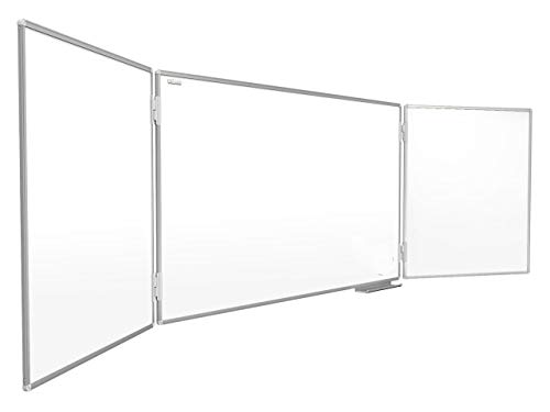 ALLboards Tableau Blanc Scolaire Type Triptyque avec Cadre en Aluminium 120x90cm//240cm, Tableau Blanc Magnétique Whiteboard avec 2 Ailes