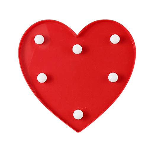 Pooqla Marquee Light up Red Heart Sign with 6 Warm White Bulbs for Wall Decor Valentine Wedding Anniversary