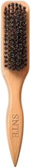 Boar Bristle Slick Back Hair Brush - Smooths Flyaways, Frizz Control - Soft Smoothing Hairbrush to Create Sleek Ponytails, Buns & Styling Edges - Teasing Brush for Women & Men with Fine/Medium Hair