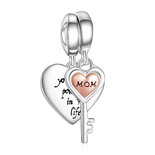 NINGAN Ciondolo a forma di cuore in argento sterling 925 Ciondolo a forma di chiave Un regalo per la mamma Collana a bracciale adatta alle donne