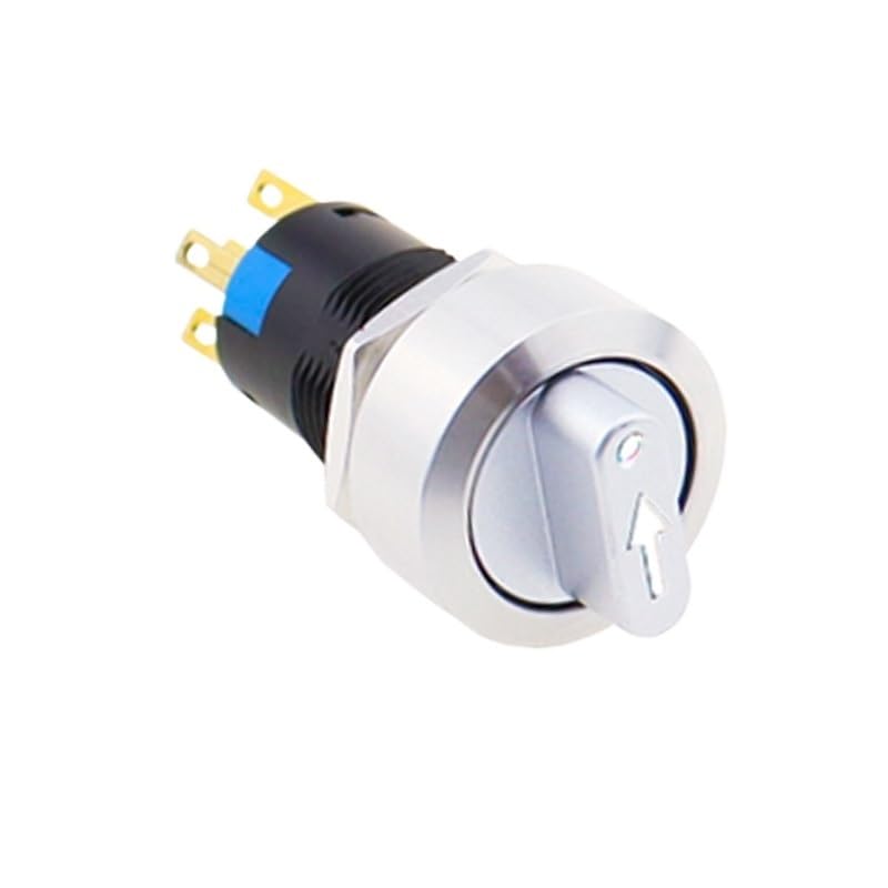 Sélecteur rotatif en métal 16mm 1NO1NC avec interrupteur à 3 positions et LED blanche 12V