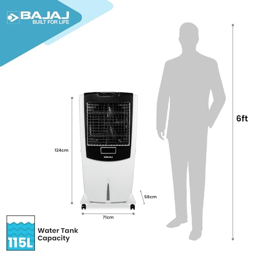 Bajaj DMH 115 Litre Desert Air Cooler for home with Dura Marine Pump| 3-Yr Warranty | Hexacool & TurboFan Technology | Inverter Compatibility | Ice Chamber | 3-Speed Control | White Cooler for room - Image 8