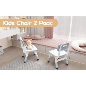Image of 4-Pack Height Adjustable Kids Plastic Chairs, Ergonomic Backrest Kids Chairs with Non-Slip Feet, 82Kg Weight Capacity, Durable Toddler Chairs for Home Kindergarten Classroom & Activities
