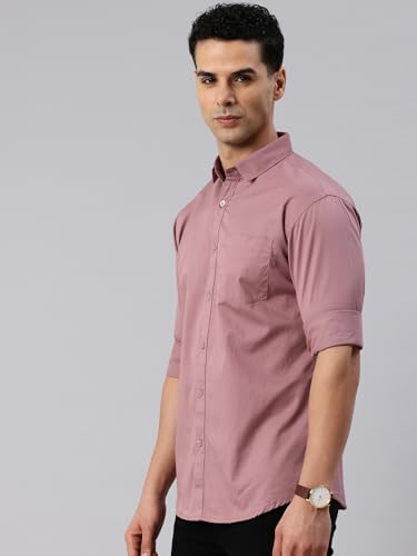 Image of Majestic Man Men's Cotton Slim Fit Solid Casual Shirt