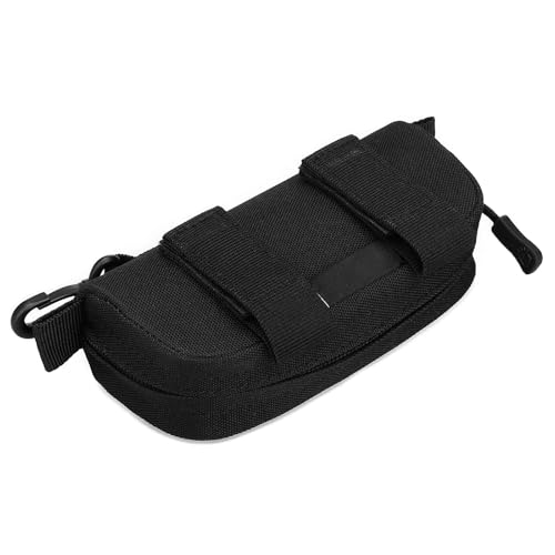 Explokit Tactische Brillenkoker Molle Zonnebrillentas Draagbare Brillenhoes met Molle-Riemen en Clip voor Buitenactiviteiten zoals Wandelen Jagen Kamperen en Training (#01-Zwart)