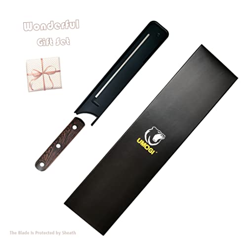Umogi Bread Knife 8 Inch With Sheath - German High Carbon Stainless Steel, Ergonomic Grip Full Tang Wood Handle - Serrated Edge Home Kitchen Knife For Bread Tomatoes & Cake #TOP5